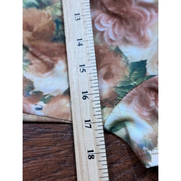 NEW LuLaRoe Womens Knit Tunic Top S Short Sleeve Brown Yellow Floral Scoop Neck - Picture 7 of 8